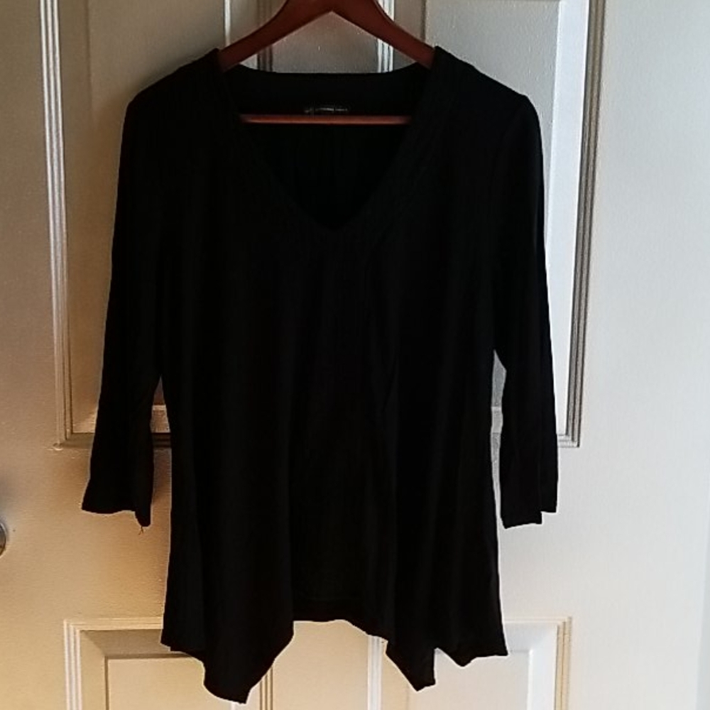 Adrianna Papell black top with woven detail